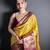 yellow kanjeevaram silk blend zari woven saree with unstitched blouse piece.