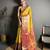yellow kanjeevaram silk blend zari woven saree with unstitched blouse piece.