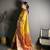 yellow kanjeevaram silk blend zari woven saree with unstitched blouse piece.
