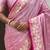 pink satin silk blend banarasi zari woven saree with unstitched blouse piece.