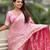 pink satin silk blend banarasi zari woven saree with unstitched blouse piece.