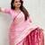 pink satin silk blend banarasi zari woven saree with unstitched blouse piece.
