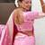 pink satin silk blend banarasi zari woven saree with unstitched blouse piece.