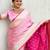 pink satin silk blend banarasi zari woven saree with unstitched blouse piece.