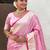 pink satin silk blend banarasi zari woven saree with unstitched blouse piece.