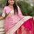 pink satin silk blend banarasi zari woven saree with unstitched blouse piece.