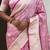 pink satin silk blend banarasi zari woven saree with unstitched blouse piece.