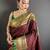 maroon silk blend zari woven saree with unstitched blouse piece.