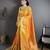 mustard silk blend zari woven saree with unstitched blouse piece.