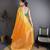 mustard silk blend zari woven saree with unstitched blouse piece.