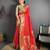 red silk blend zari woven saree with unstitched blouse piece.