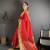 red silk blend zari woven saree with unstitched blouse piece.