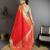 red silk blend zari woven saree with unstitched blouse piece.