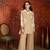 Beige cotton shirt with jute cotton koti & pant co-ord set