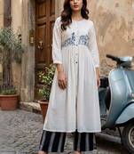 Women Ethnic Motifs Embroidered Empire Thread Work Kurta with Palazzos