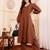 Striped V-Neck A-Line Kurta With Trousers