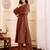 Striped V-Neck A-Line Kurta With Trousers