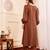 Striped V-Neck A-Line Kurta With Trousers