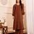 Striped V-Neck A-Line Kurta With Trousers