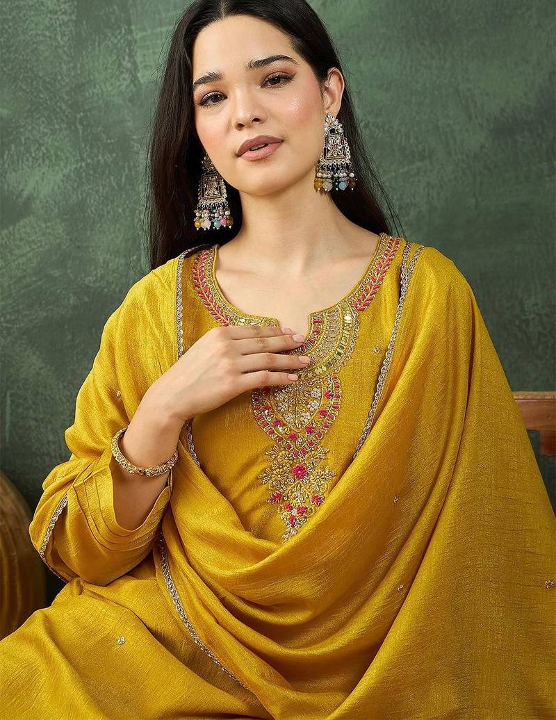 Women Ethnic Motifs Embroidered Kurta with Trousers & Dupatta