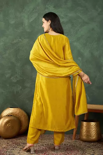 Women Ethnic Motifs Embroidered Kurta with Trousers & Dupatta