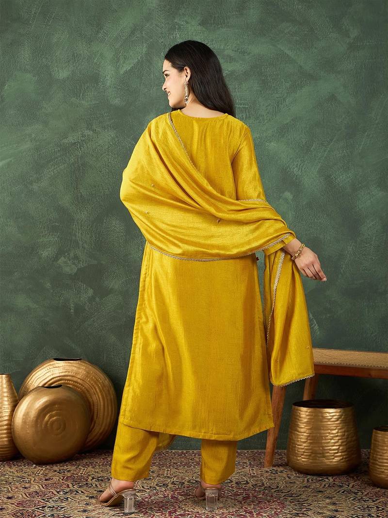 Women Ethnic Motifs Embroidered Kurta with Trousers & Dupatta