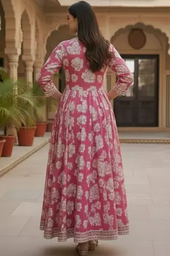 Women Floral Printed Empire Kurta with Trousers & With Dupatta