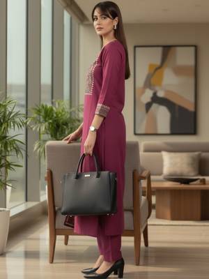 Ethnic Motifs Embroidered Regular Kurta With Trousers & Dupatta 3