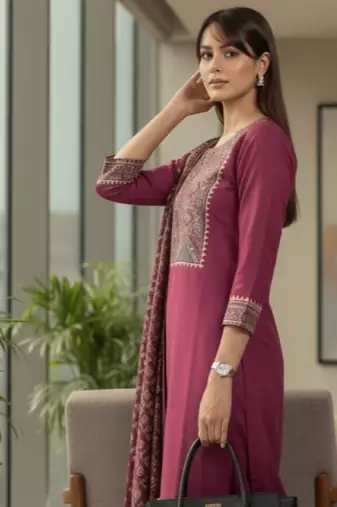 Ethnic Motifs Embroidered Regular Kurta With Trousers & Dupatta