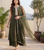 Women Ethnic Motifs Regular Kurta with Palazzos & With Dupatta