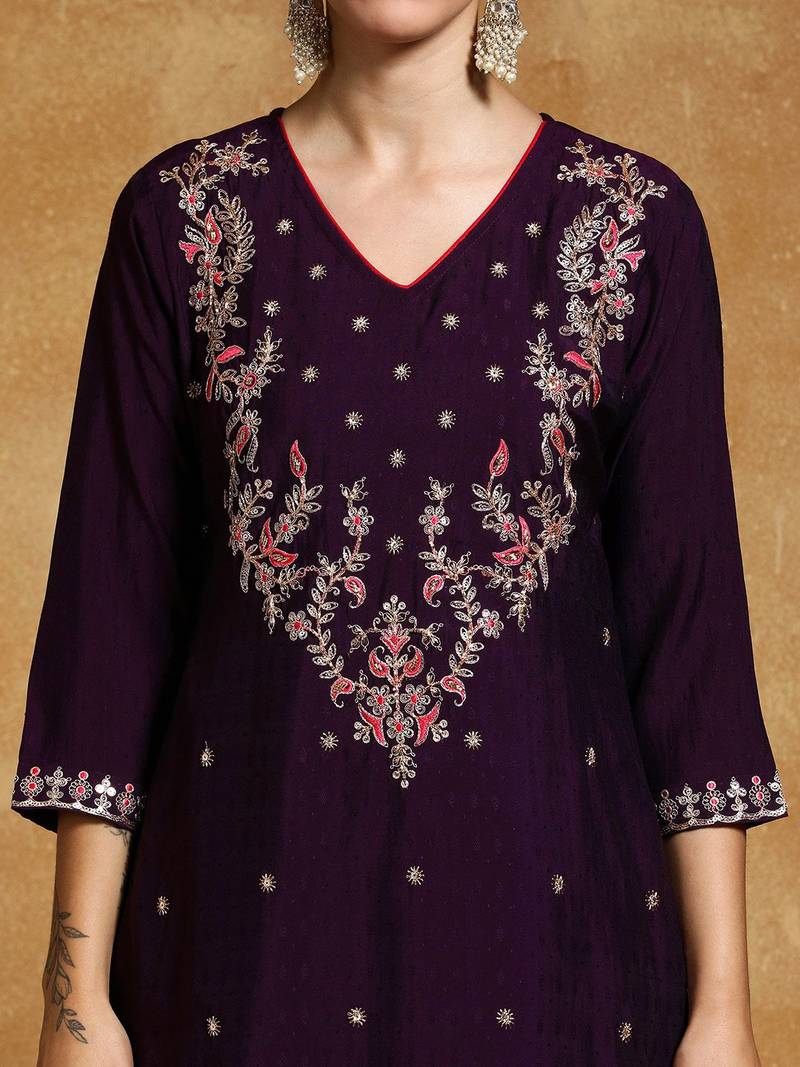 Women Floral Yoke Design Regular Kurta with Trousers & With Dupatta