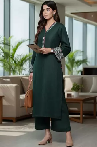 Women Ethnic Motifs Regular Thread Work Kurta with Trousers