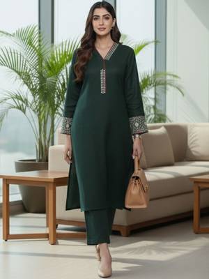 Women Ethnic Motifs Regular Thread Work Kurta with Trousers 6