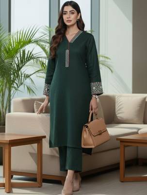 Women Ethnic Motifs Regular Thread Work Kurta with Trousers 7