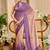 Purple shimmer printed zari saree with unstitched blouse piece.