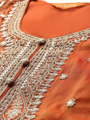 Ethnic Motifs Embroidered Sequinned Kurta with Trousers & With Dupatta 3