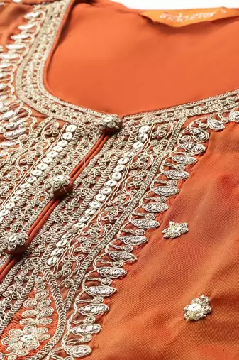 Ethnic Motifs Embroidered Sequinned Kurta with Trousers & With Dupatta