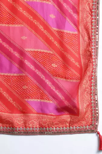 Ethnic Motifs Embroidered Sequinned Kurta with Trousers & With Dupatta