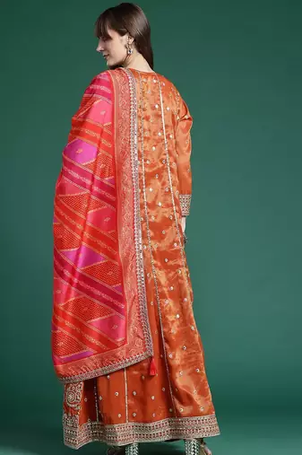 Ethnic Motifs Embroidered Sequinned Kurta with Trousers & With Dupatta