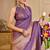 Purple shimmer printed zari saree with unstitched blouse piece.