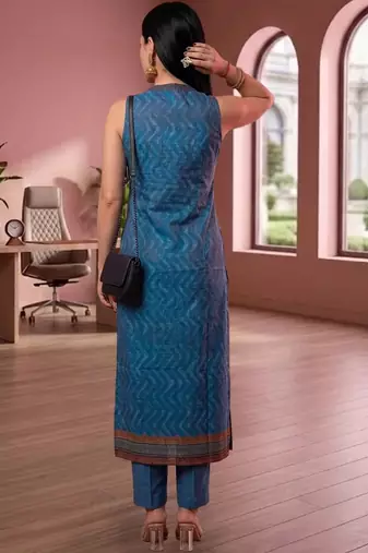 Women Ethnic Motifs Printed Regular Chanderi Silk Kurta with Trousers