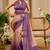 Purple shimmer printed zari saree with unstitched blouse piece.