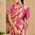 Pink shimmer printed zari saree with unstitched blouse piece.