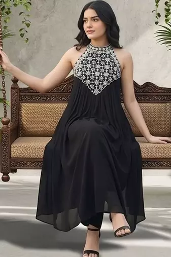 Women Ethnic Motifs Embroidered Regular Thread Work Kurta with Palazzos