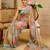 Sea green shimmer printed zari saree with unstitched blouse piece.