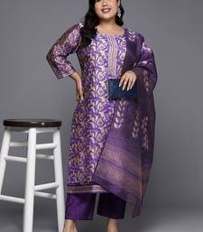 Women Ethnic Motifs Regular Chanderi Silk Kurta with Trousers & With Dupatta