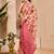 Pink shimmer printed zari saree with unstitched blouse piece.