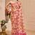 Pink shimmer printed zari saree with unstitched blouse piece.