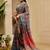 Navy blue shimmer printed zari saree with unstitched blouse piece.