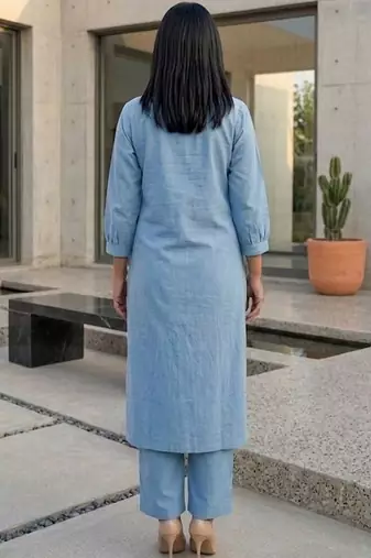 Women Embroidered Regular Thread Work Kurta with Trousers